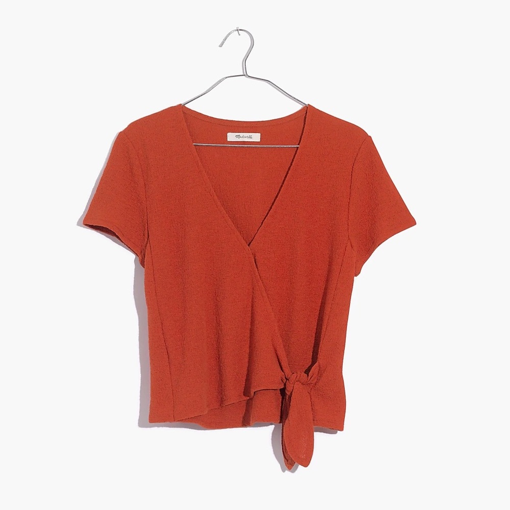 Madewell Rust Tie-Front V-Neck Top